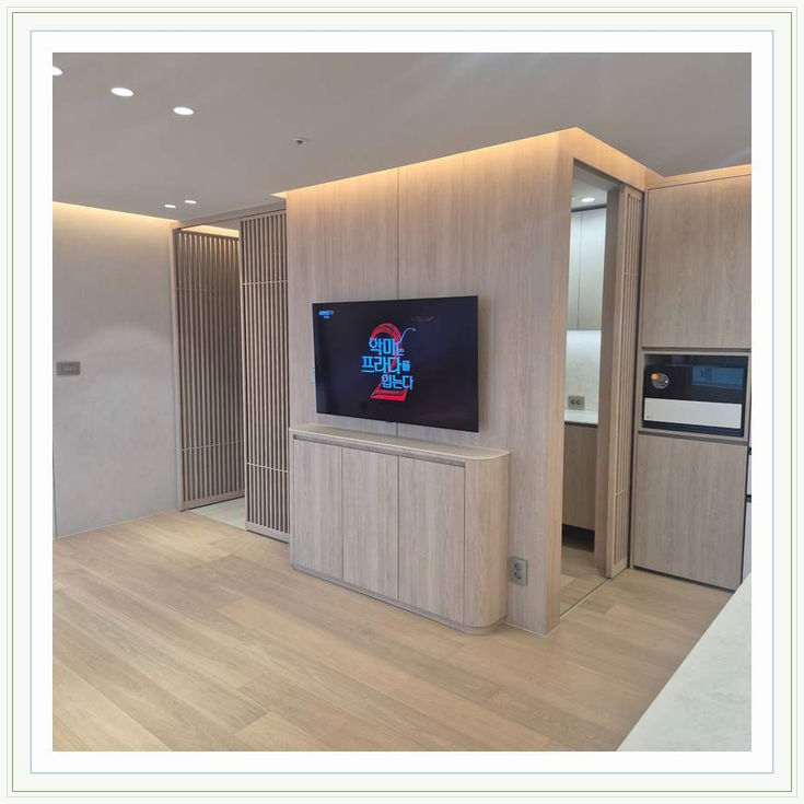 고양 주교 화정 원커넥트 케이블 숨김 관련 설치 참고 사진 1 · 세대별 다른 설치면을 고려한 타공·무타공 선택